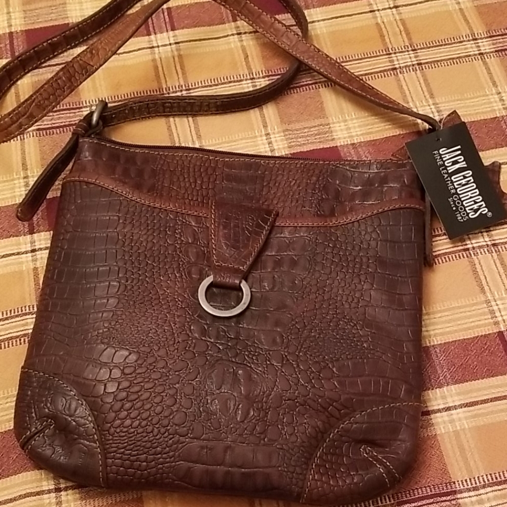 Jack Georges crossover bag, embossed buffalo leather Nwt